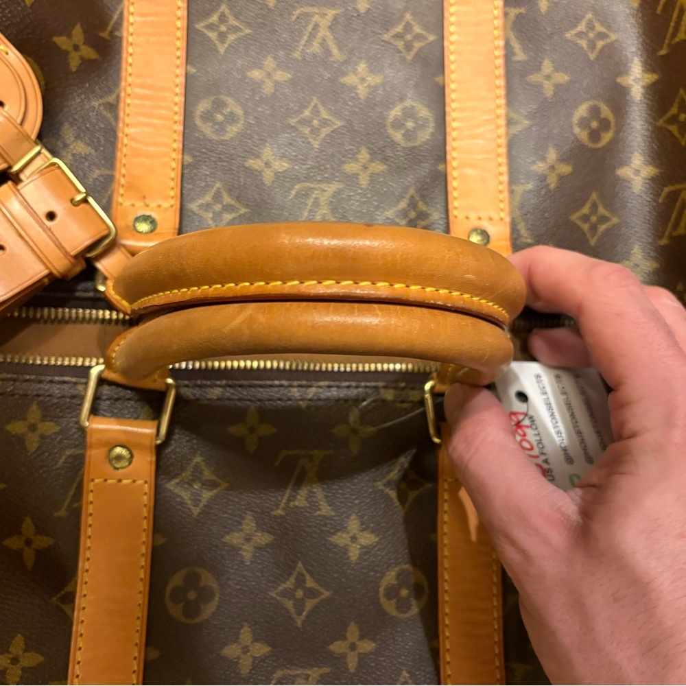 Vintage Louis Vuitton Monogram Keepall 55 with Vachetta Trim Includes COA - Picture 6 of 9